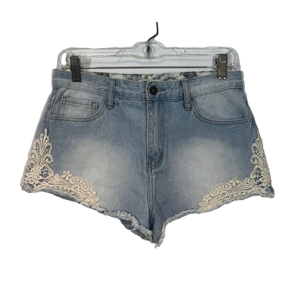 Forever 21 Women's High Rise Denim Shorts - Lace Accents - Size 29